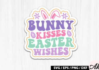 Bunny kisses easter wishes Retro Sticker