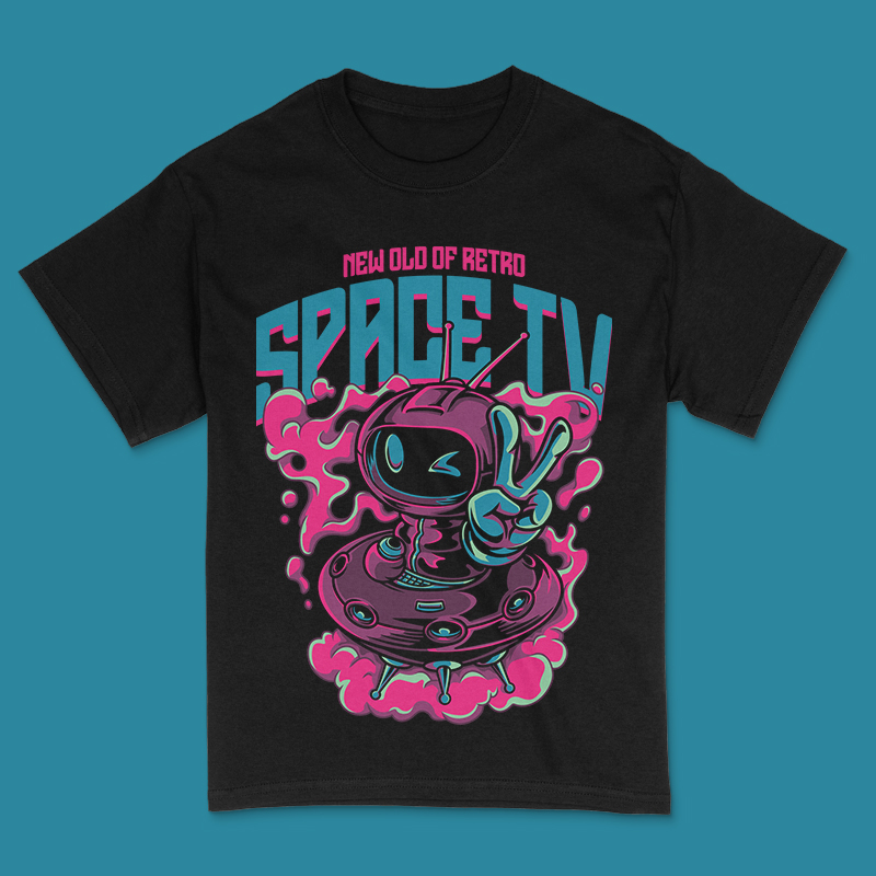 Space TV T-Shirt Design Template