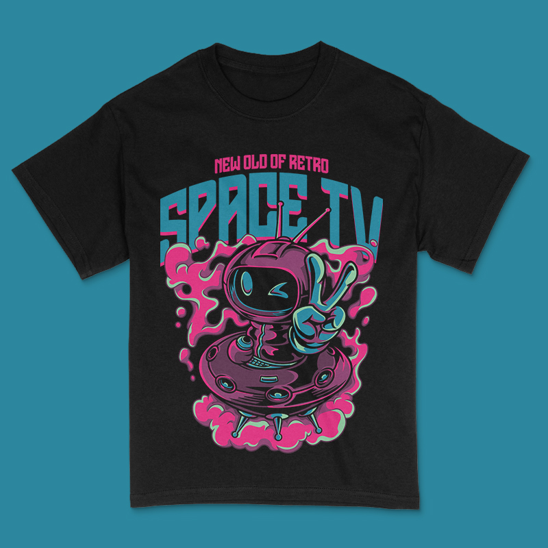 Space TV T-Shirt Design Template
