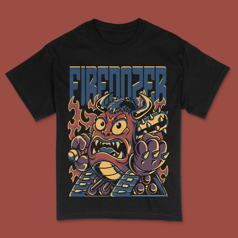 Fire Dozer T-Shirt Design Template
