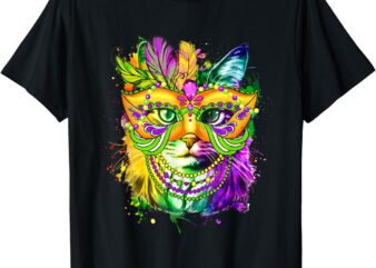 Cat Mardi Gras Tshirt For Women Girls Cat Lover New Orleans T-Shirt