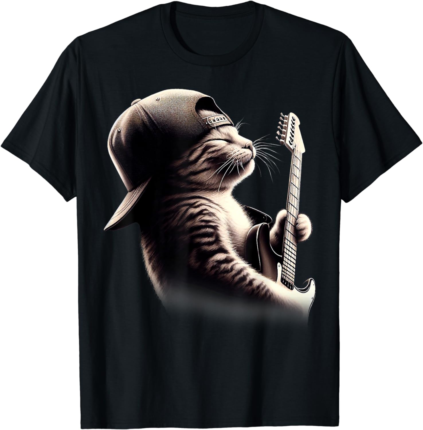 Cat Playing Guitar - Funny Rock Music Guitar Cat T-Shirt - Buy t-shirt