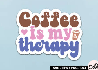 Coffee is my therapy Retro Sticker
