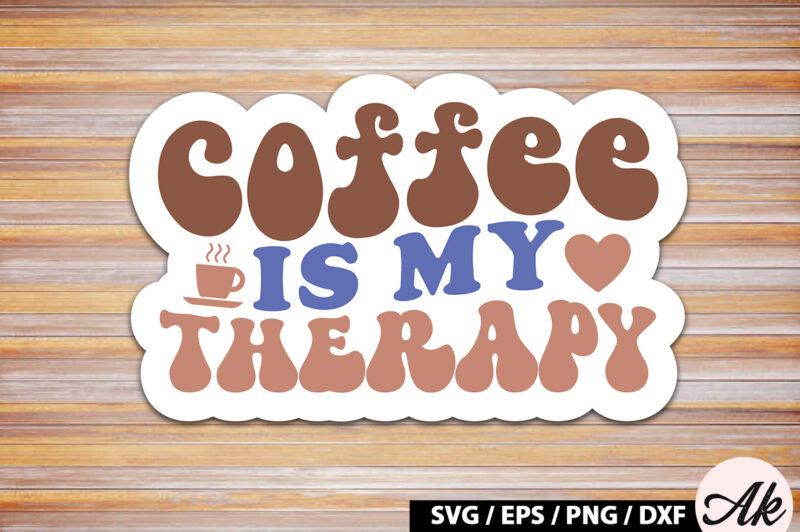 Coffee is my therapy Retro Sticker