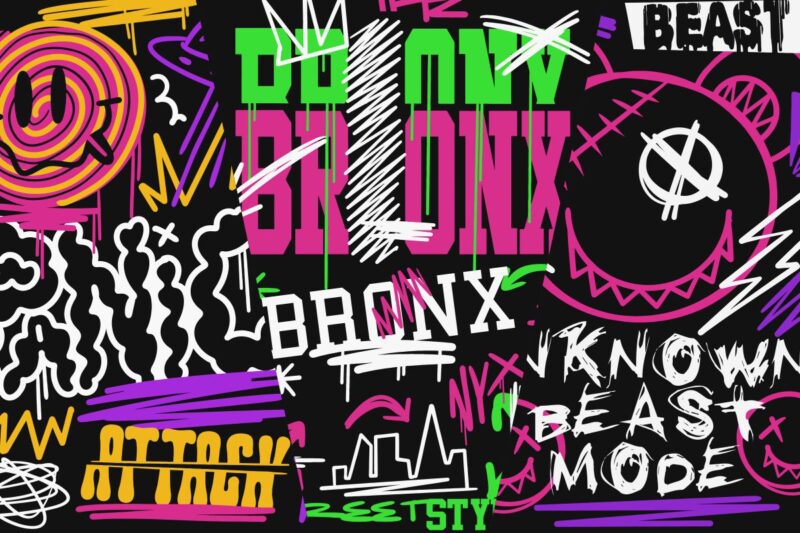 Most Trending Streetwear Mega Bundle, Graphic T shirt Vector, Y2k, Graffiti, Cyberpunk, Brutalism, Urban T-shirt Designs Commercial Use