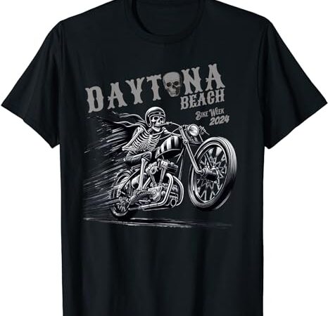 Daytona beach skeleton rider motorcycle bike week t-shirt