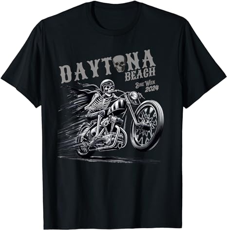 Daytona Beach Skeleton Rider Motorcycle Bike Week T-Shirt