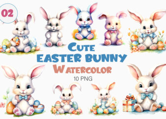Cute Easter Bunny 02. Watercolor, PNG. t shirt vector file