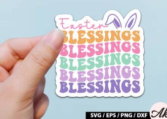 Easter blessings Retro Sticker vector clipart