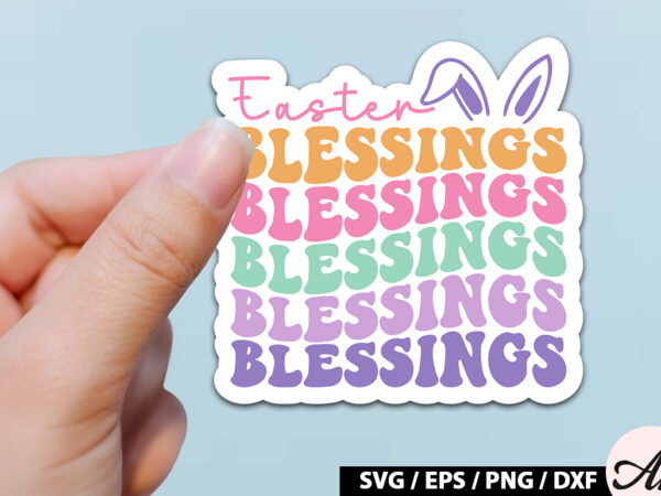 Easter blessings retro sticker vector clipart