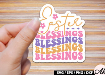 Easter blessings Retro Sticker vector clipart