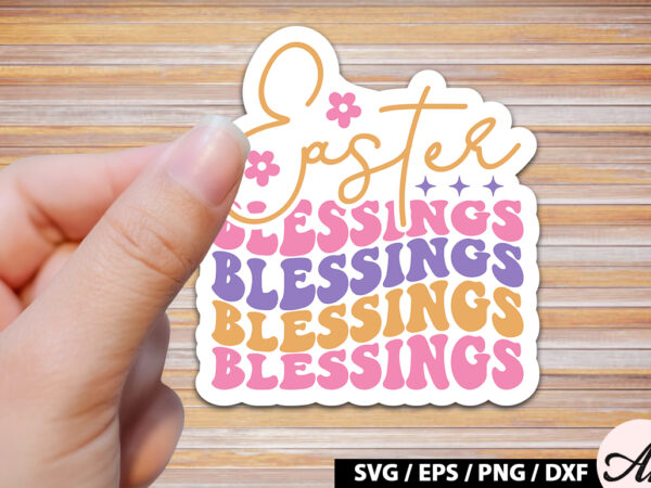 Easter blessings retro sticker vector clipart