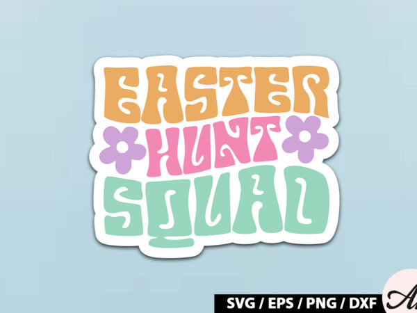 Easter hunt squad retro sticker vector clipart