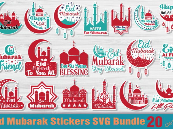 Eid mubarak stickers t-shirt bundle eid mubarak stickers svg bundle