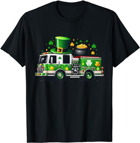 Fire Truck Kids Toddler Boys St Patricks Day Firetruck T-Shirt