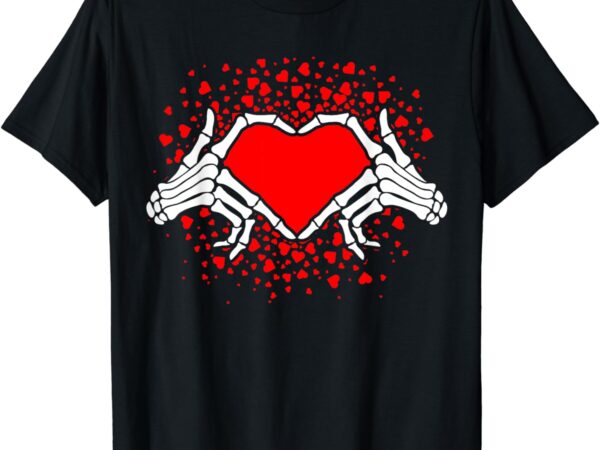 Funny bones love skeleton hand heart valentines day t-shirt