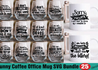 Funny Coffee Office Mug T-shirtBundle Funny Coffee Office Mug SVG Bundle