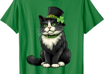 Girls Cat St Patricks Day Shamrock Irish Toddler Kids Women T-Shirt