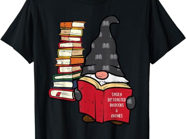 Gnome read reading book librarian across america women kids t-shirt