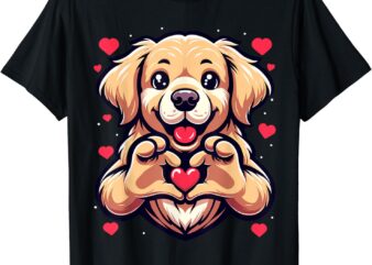 Golden Retriever Dog Heart Valentine’s Day Funny Boys Girls T-Shirt