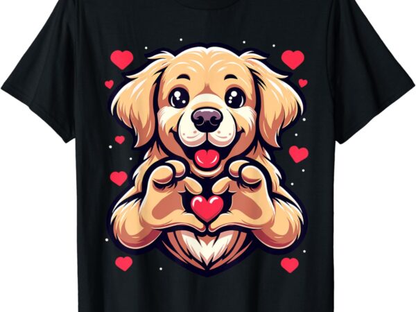 Golden retriever dog heart valentine’s day funny boys girls t-shirt