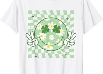 Groovy Shamrock Smile Face St Patricks Day Men Kids Funny T-Shirt