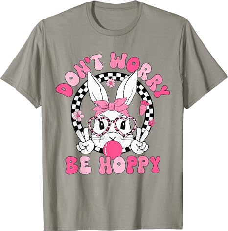 Happy Easter Groovy Bunny Face Don’t Worry Be Hoppy Women T-Shirt