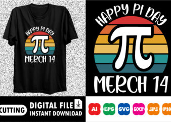 Happy pi day merch 14 shirt design print templet