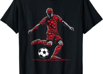Heart Soccer Player Football Mens Kids Boys Valentine Soccer T-Shirt