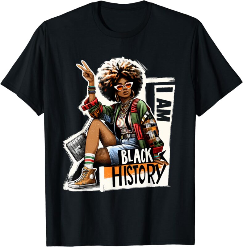 I Am Black History Proud Black Women Africa American Queen T-Shirt