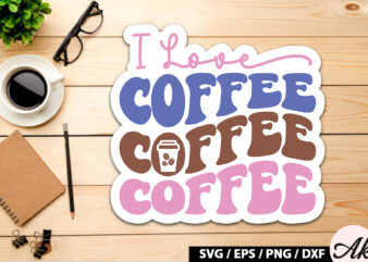 I Love coffee Retro Sticker