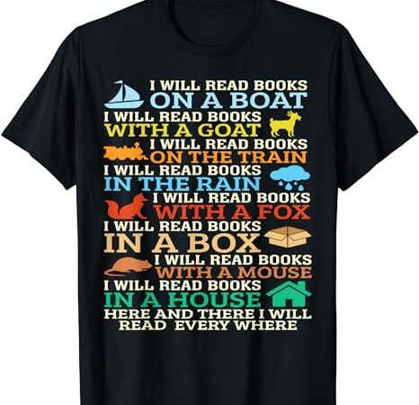 I will read books on a boat & everywhere reading gifts kids t-shirt