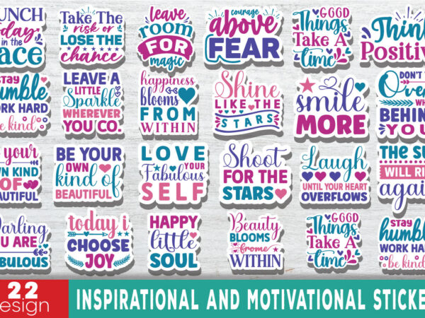 Inspirational and motivational stickers bundle t shirt design for sale
