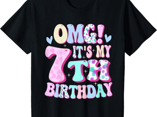 Kids omg it’s my 7th birthday girls gifts seven 7 year old bday t-shirt