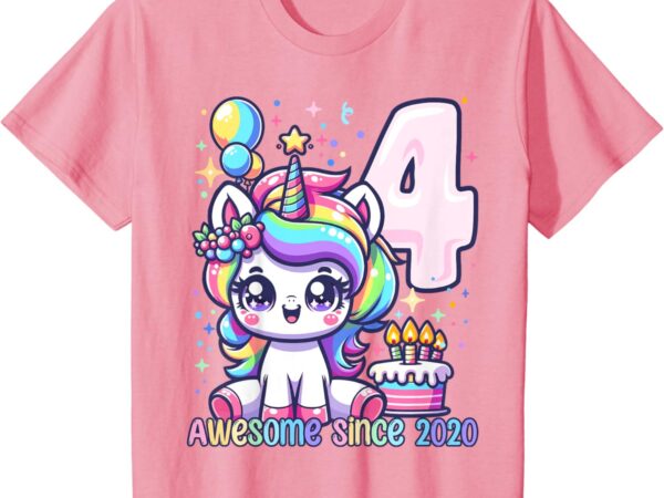 Kids unicorn 4th birthday 4 year old unicorn party girls outfit t-shirt