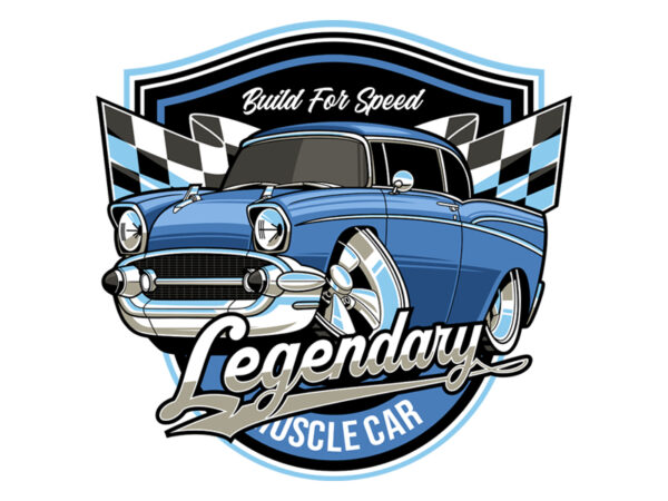 Legendary muscle car t shirt vector graphic