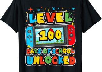 Level 100 Days Of School Unlocked Boys Gamer Video Games T-Shirt