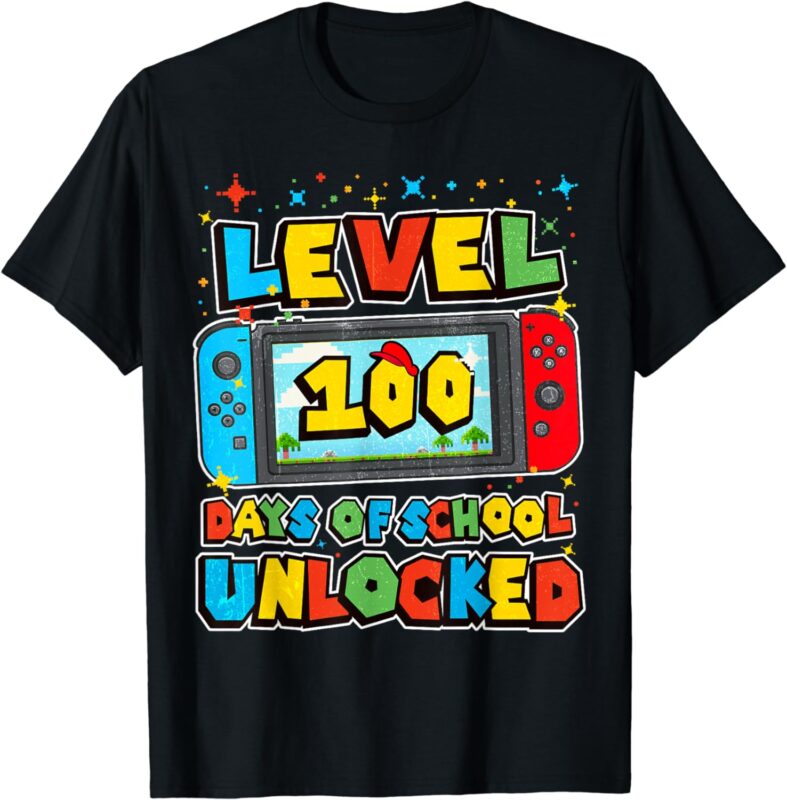Level 100 Days Of School Unlocked Boys Gamer Video Games T-Shirt