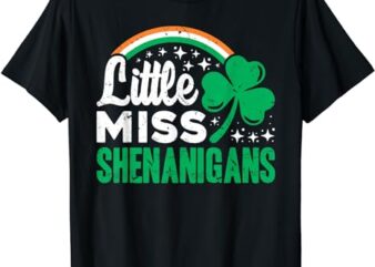 Little Miss Shenanigans Shamrock Clovers Vintage T-Shirt