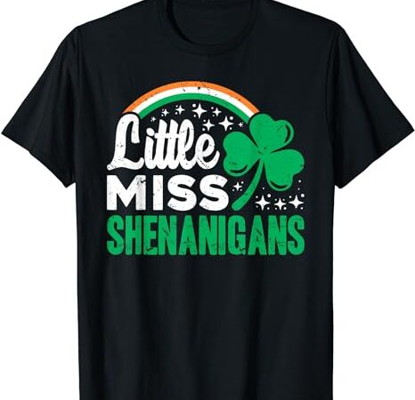 Little miss shenanigans shamrock clovers vintage t-shirt