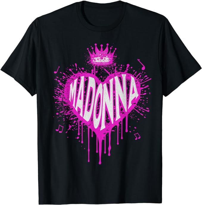 Love Heart Madonna Vintage Style Black Madonna T-Shirt