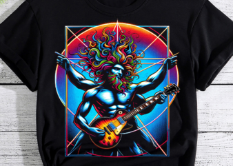 Guitar Shirt Da Vinci Vitruvian Man Guitar Player Musicians T-Shirt PNG File