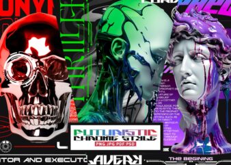 Futuristic streetwear chrome t-shirt designs bundle, futuristic chrome brutalism, cybercore streetwear design