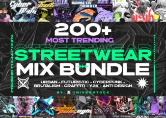 Most Trending Streetwear Mega Bundle, Graphic T shirt Vector, Y2k, Graffiti, Cyberpunk, Brutalism, Urban T-shirt Designs Commercial Use