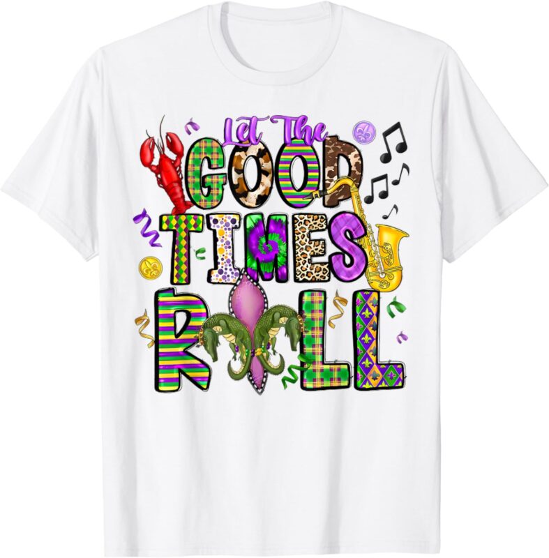 Mardi Gras Let The Good Times Roll Alligator Fleur De Lis T-Shirt