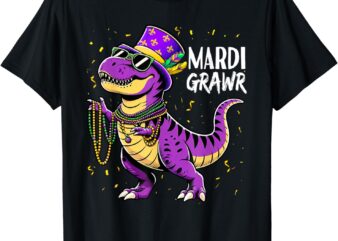 Mardi Gras Shirts For Kids Mardi Grawr T Rex Dinosaur Boys T-Shirt