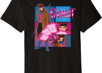 Marvel Studios X-Men ’97 Gambit Card Throw Action Panels Premium T-Shirt