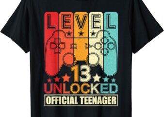 Official Teenager 13th Birthday Fuuny Level 13 Unlocked T-Shirt