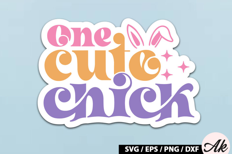 One cute chick Retro Sticker