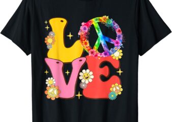 PEACE SIGN LOVE T Shirt 60s 70s Tie Dye Hippie T-Shirt